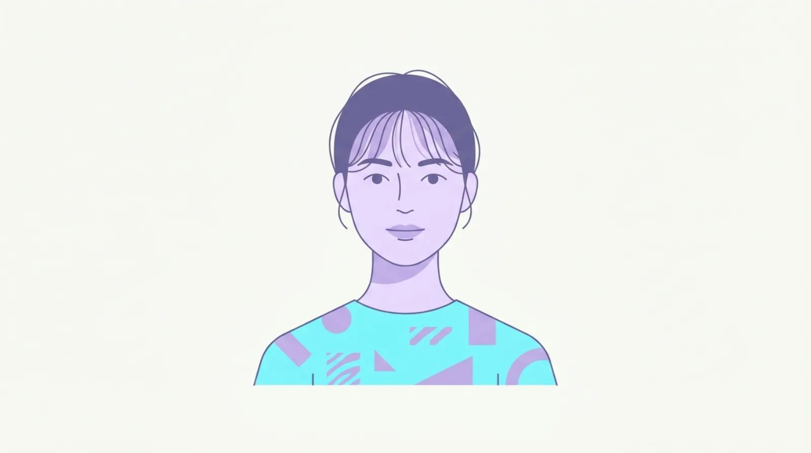 Flat illustration of a woman with fine wispy see-through bangs