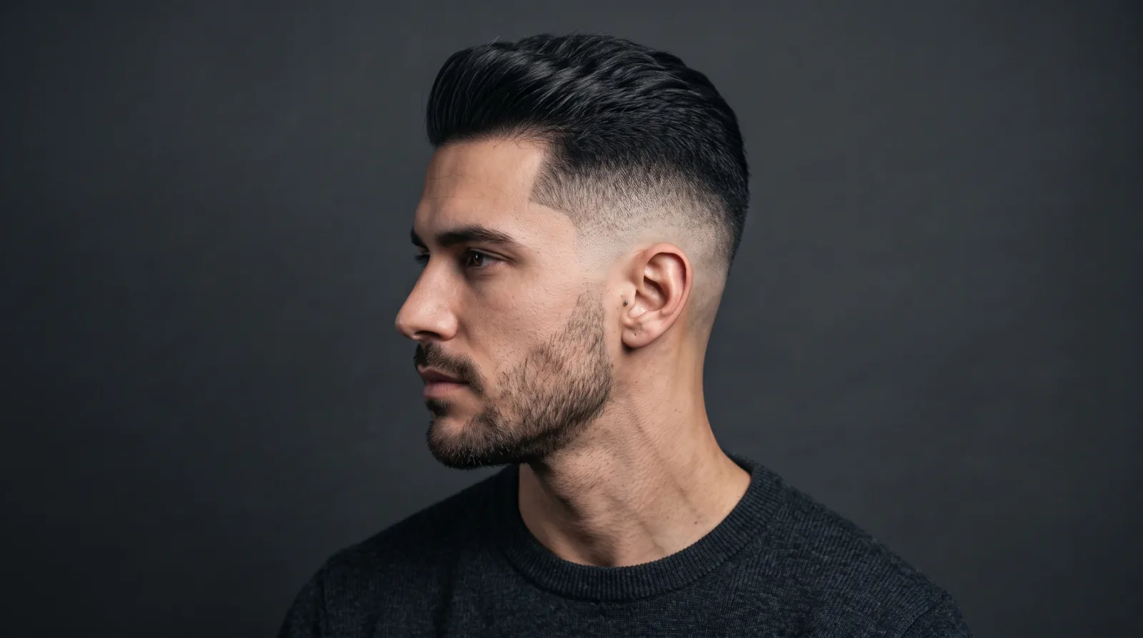 Flat illustration of a man with a mid taper fade and short textured length on top