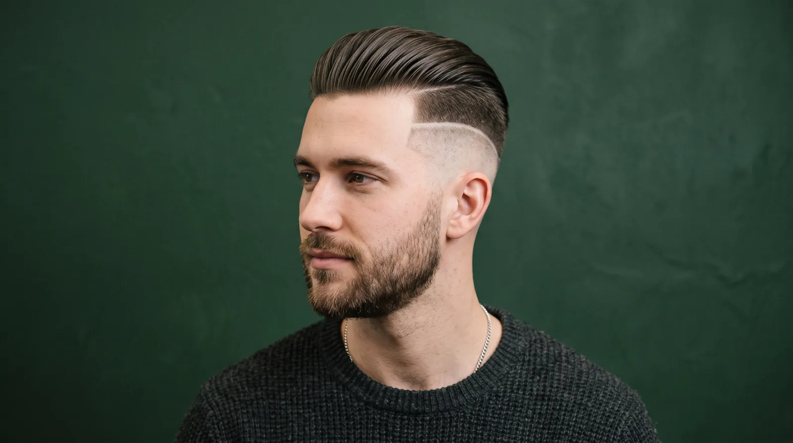 Flat illustration of a man with a disconnected undercut, short sides and length on top