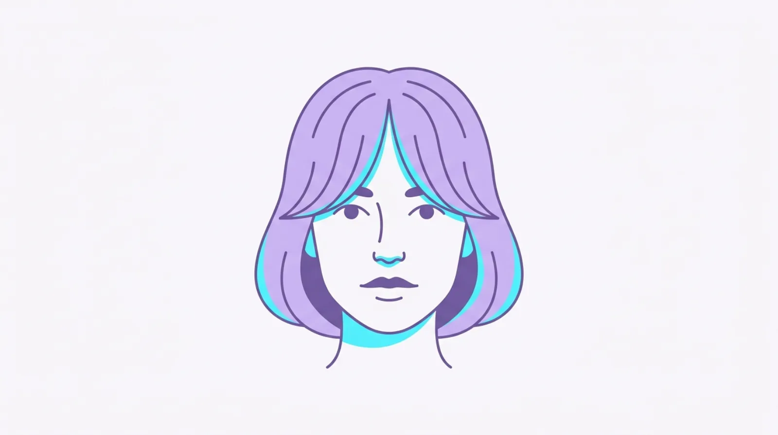 Flat illustration of a woman with soft curtain bangs parted in the middle