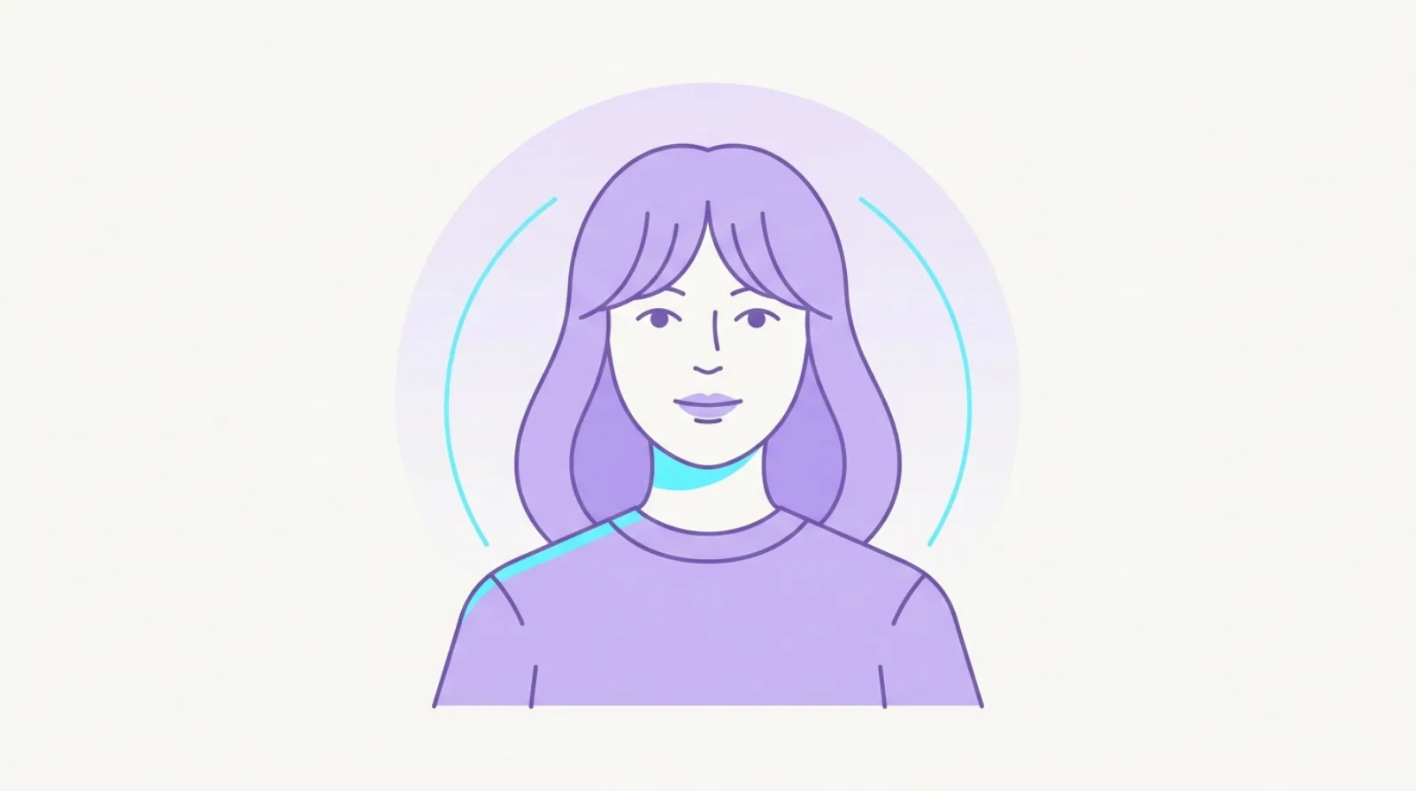 Flat illustration comparing fringe styles on a round face, with diagonal sweeps marked as flattering.