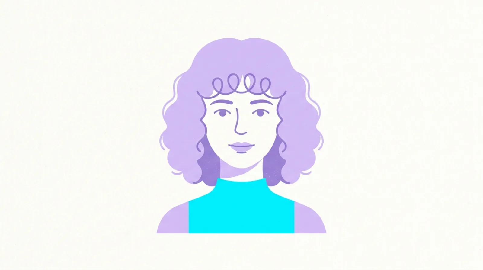 Flat illustration of springy curly bangs framing a forehead with defined spiral curls.