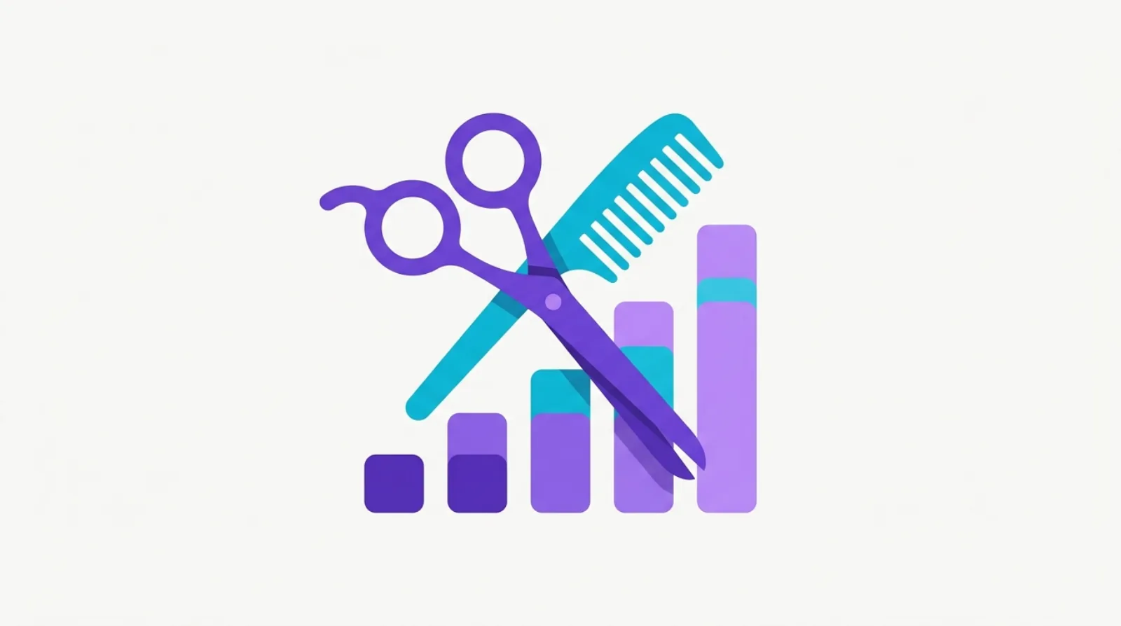 Flat vector illustration of scissors and a comb crossed over a pay chart
