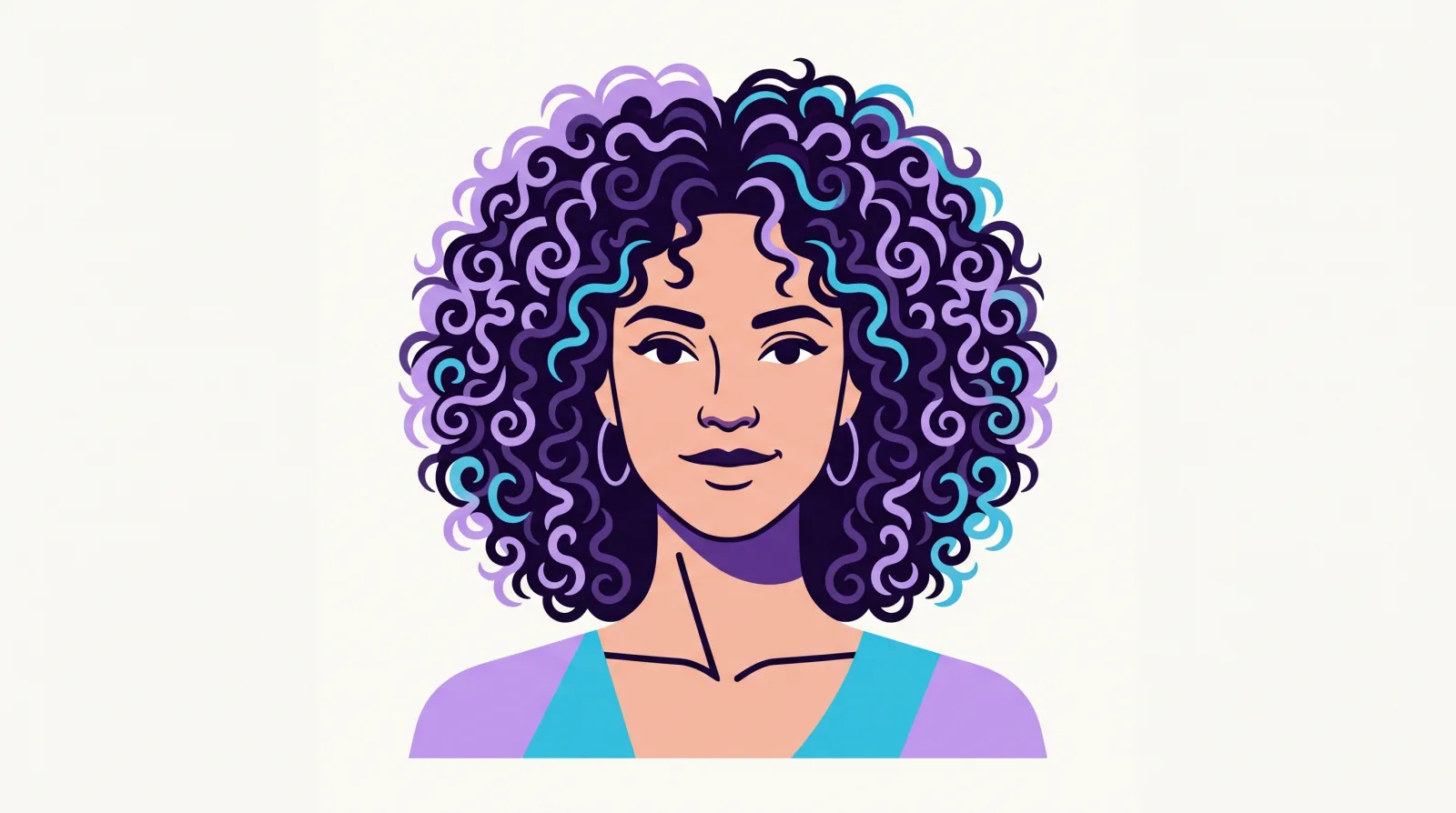 Person with defined springy curls shown from the front and side to reveal curl shape and length.