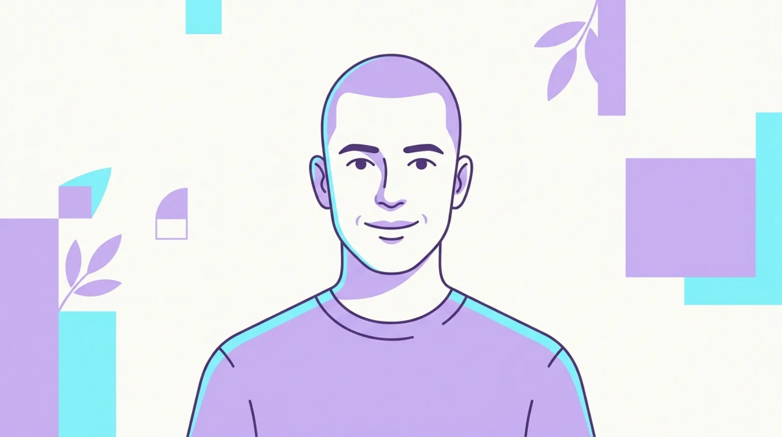 Confident smiling man with a clean buzz cut, flat vector illustration.