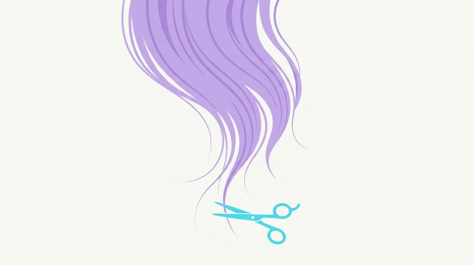 Long hair strands that taper to thin sparse ends with small scissors nearby, flat vector illustration.