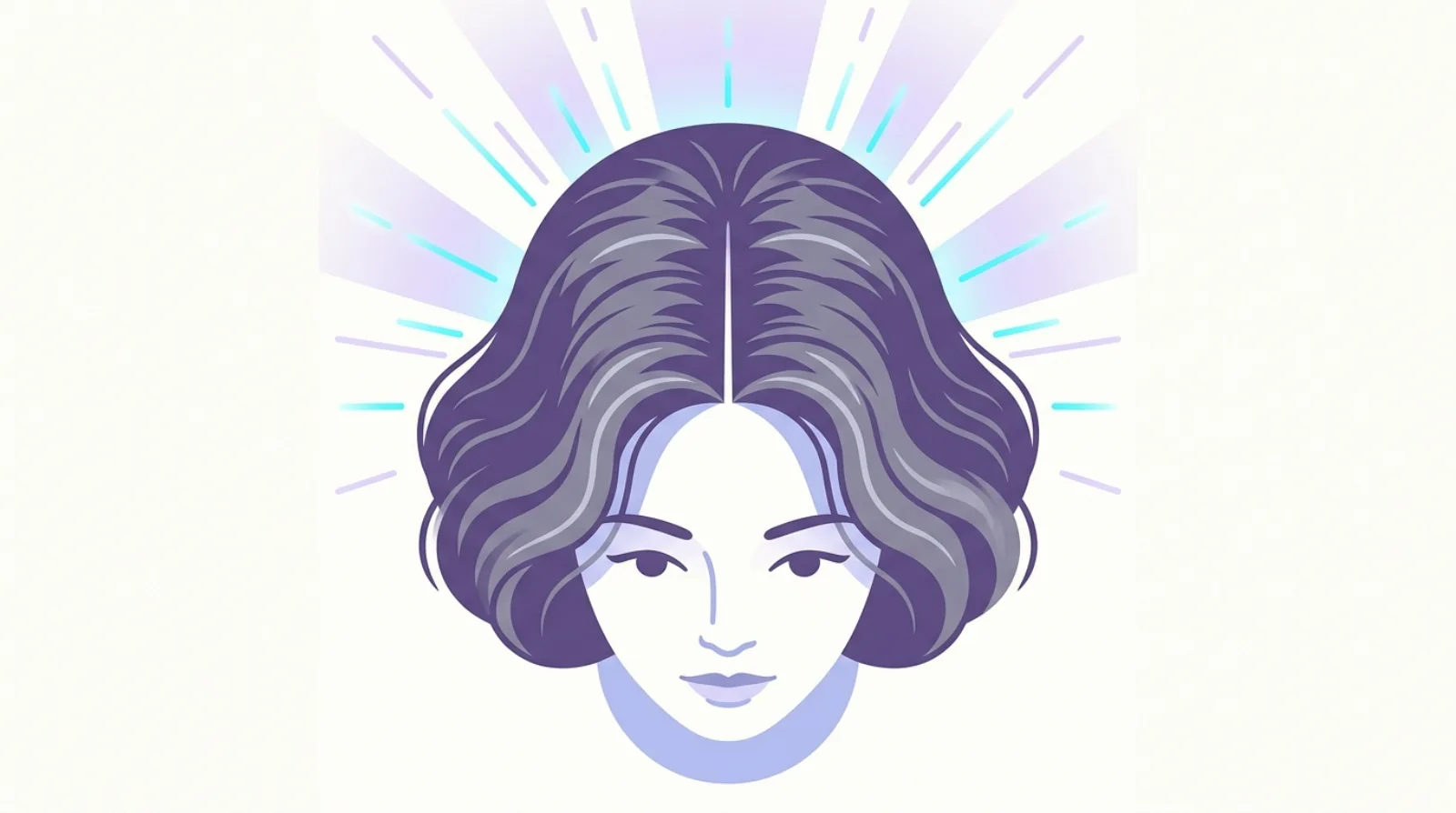 Top-down view of a woman's head showing a hair part, drawn in a soft, dignified flat vector style.